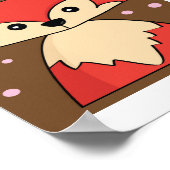 森の赤い狐のイラストポスター印刷 ポスター (角)