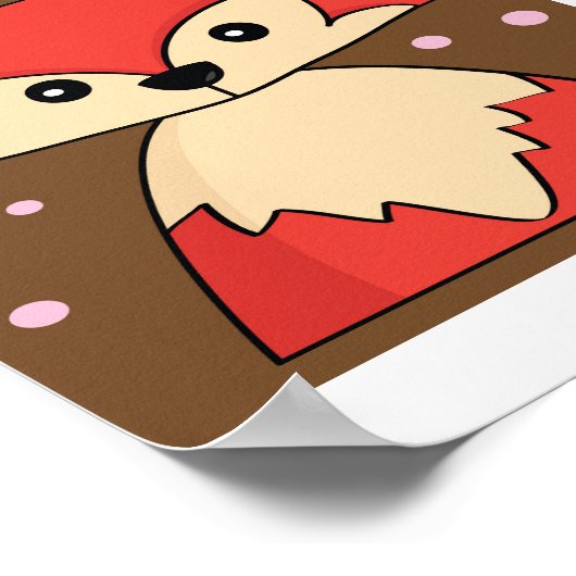 森の赤い狐のイラストポスター印刷 ポスター (角)