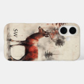 森の赤い鹿モノグラムの Case-Mate iPhoneケース (裏面 (横))