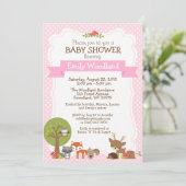 森の赤ちゃんのお披露目招待状（ピンク） 招待状 (スタンド正面)