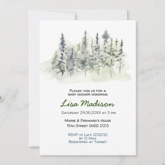 森の赤ちゃんのお披露目招待状 招待状 (正面)