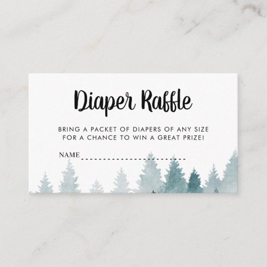 森の赤ちゃんシャワーおむつラッフル エンクロージャーカード (正面)