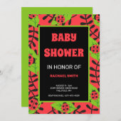 森の赤ちゃんシャワーの黒い女性のバグ 招待状 (正面/裏面)