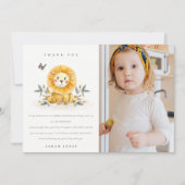 森の赤ちゃんライオンの葉の写真 誕生日どんな年齢でも サンキューカード (正面)