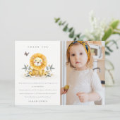 森の赤ちゃんライオンの葉の写真 誕生日どんな年齢でも サンキューカード (スタンド正面)