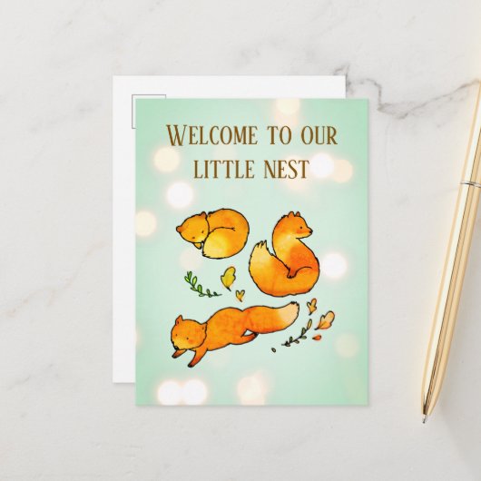 森の赤ちゃん到着 新生児お披露目 案内ポストカード (正面/裏面インサイチュ)