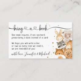 森の赤ちゃん動物が本を持ってくる エンクロージャーカード