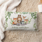 森の赤ちゃん動物 グリーン ネイチャー ナーセリー デコレーション ランバークッション (ブランケット)