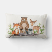 森の赤ちゃん動物 グリーン ネイチャー ナーセリー 装飾 ランバークッション (裏面)