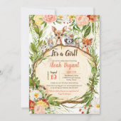 森の赤ちゃん動物 フォレストガール ベビーシャワー 招待状 (正面)