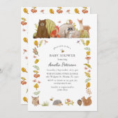 森の赤ちゃん歓迎会 水彩 招待状 (正面/裏面)