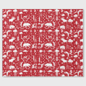 森の赤と白動物が矢印を追跡 ラッピングペーパー (フラット)