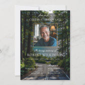 森の道のお祝い人生の葬儀の写真 招待状 (正面)