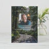 森の道のお祝い人生の葬儀の写真 招待状 (スタンド正面)