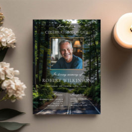 森の道のお祝い人生の葬儀の写真 招待状