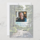 森の道のお祝い人生の葬儀の写真 招待状 (正面)