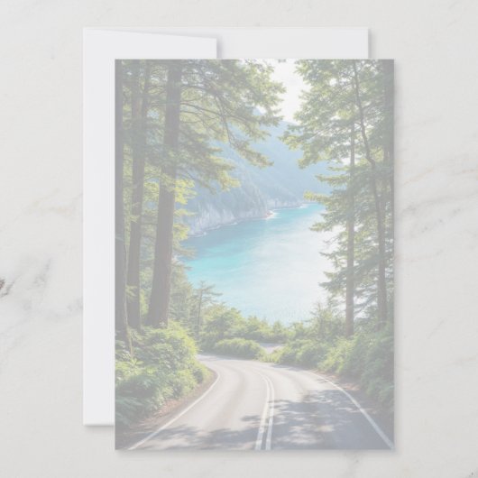 森の道のお祝い人生の葬儀の写真 招待状 (裏面)