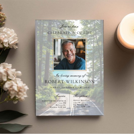 森の道のライフセレブレーション 葬儀 フォト 招待状