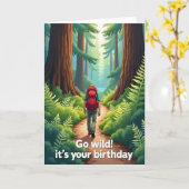 森の道の誕生日カード カード (黄色い花)