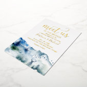 森の野外で私たちに会結婚う 箔招待状 (回転した状態)