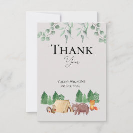 森の野生のワン サンキューカード