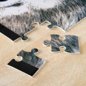 森の野生の自然のアニマルプリントのオオカミの目 ジグソーパズル (側面)