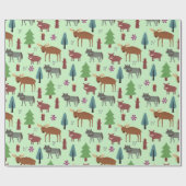 森の野生動物 鹿 豚 狼 ラッピングペーパー (フラット)