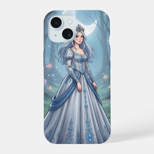 森の銀青のプリンセス iPhone 15ケース (裏面)