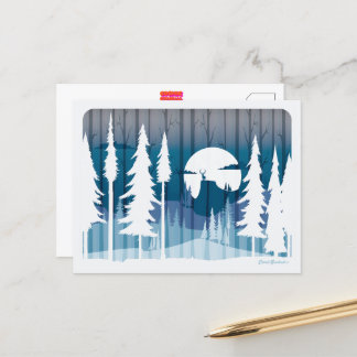 森の長い冬の忘れ夜- ポストカード