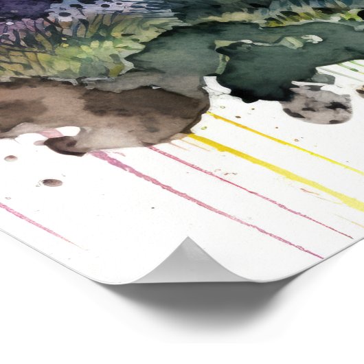 森の雨の後の美しい虹 ポスター (角)