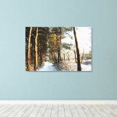 森の雪のシーン36x24 (90x60cm) waccna キャンバスプリント (インサイチュ (ウッドフロア))