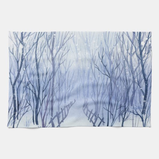 森の雪の道 キッチンタオル (横)