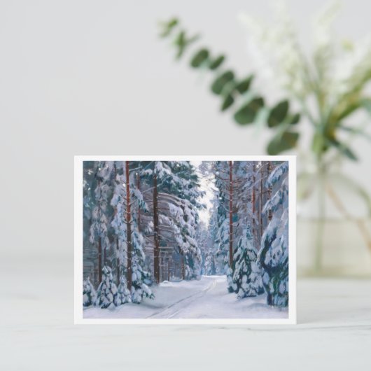 森の雪の道 ポストカード (スタンド正面)