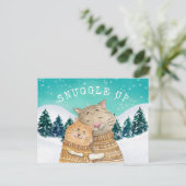 森の雪景色にかわいい猫たち シーズンポストカード (スタンド正面)