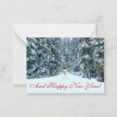 森の霜の降りたクリスマスカードで ノートカード (裏面)