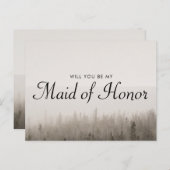 森の霧の風景のメイド・オブ・オーナー(花嫁付き添い人)提案 インビテーションポストカード (正面/裏面)