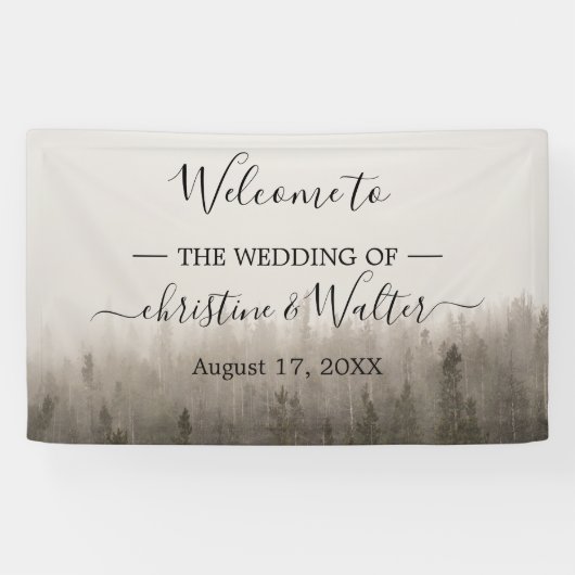 森の霧素朴の多い景観結婚パーティーのバナー 横断幕 (横)