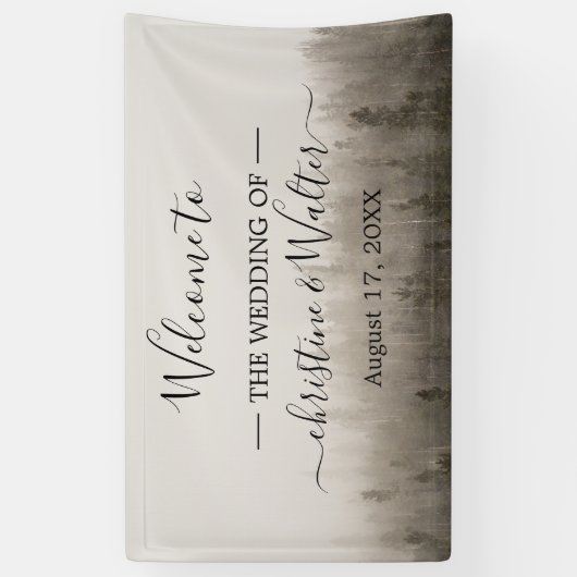 森の霧素朴の多い景観結婚パーティーのバナー 横断幕 (縦)