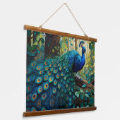 森の青い孔雀 吊り下げ型タペストリー (傾斜あり)
