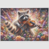 森の音楽　幻想的なアライグマのバイオリンデクパージュ 薄葉紙 (正面)