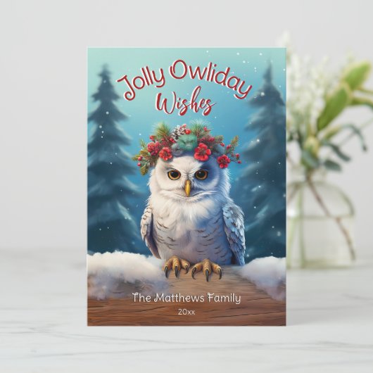 森の願い事の中に素朴いるすてきスノーフクロウ シーズンカード (スタンド正面)