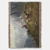 森の風景の中で鹿狩り・シカ スローブランケット (正面縦)