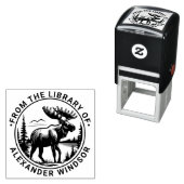 森の風景の中のムース図書名#2 セルフインキングスタンプ (インサイチュ)