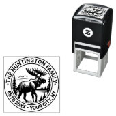 森の風景の中のムース家族の名前の推定日 セルフインキングスタンプ (インサイチュ)