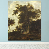 森の風景は木こりの小屋だった。 キャンバスプリント (インサイチュ (ウッドフロア))