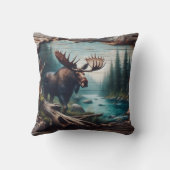 森の風景アートで川のそばのムース クッション (裏面)