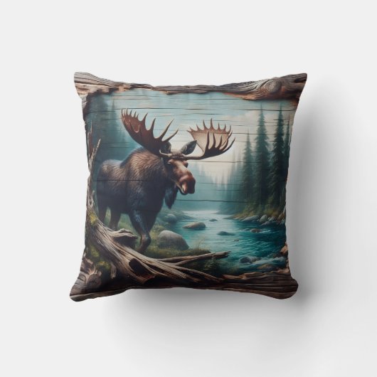 森の風景アートで川のそばのムース クッション (裏面)