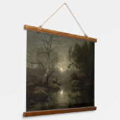 森の風景（月明かり） 吊り下げ型タペストリー (傾斜あり)