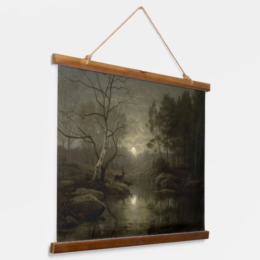 森の風景（月明かり） 吊り下げ型タペストリー (傾斜あり)