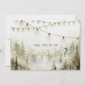 森の風景,森林,松の木,ストリングライト 招待状 (正面)